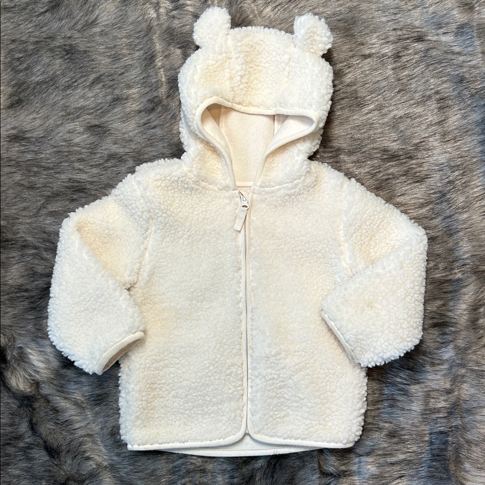 Wonder Nation Toddler Teddy Bear Hoodie Fleece White 2T